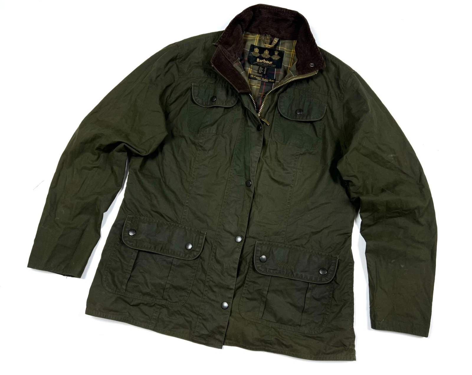 Women's BARBOURInternational Hairpin Belted Waxed Cotton Jacket Coat US10 UK14