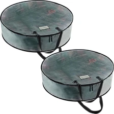 2 Pack Christmas Wreath Storage Container - 24 Inch Clear Wreath Bag, Christmas