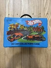 VTG Mattel Hot Wheels Case 24 Car Collector's 8227 Blue 2 Removable Trays 1980