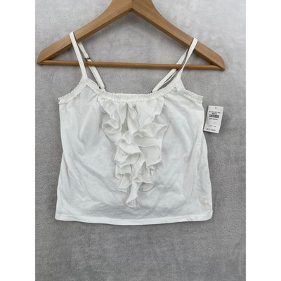 Abercrombie Kids Ruffle Camisole Medium White Cotton Blend NWT 237-373-0277