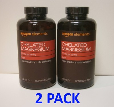 2-PACK  Chelated Magnesium, 270 mg, 240 tabs, Amazon Elements  (Best by 12/26)