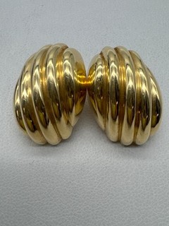 14k Gold Ridged Stud Dangle Earrings 9.85g