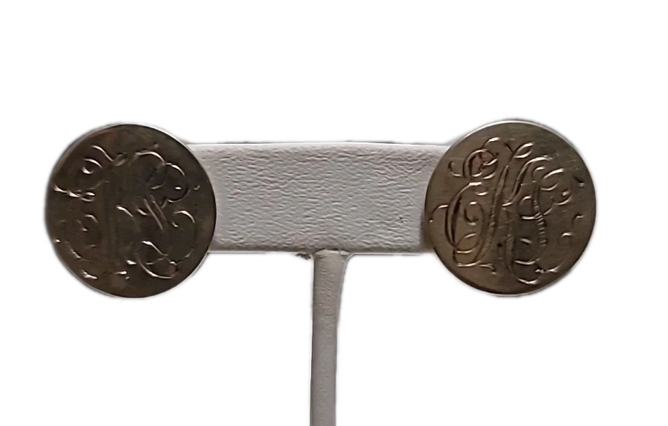 Sterling Silver Round Initial Monogram EKS Engrav… - image 3