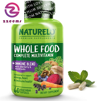 Whole Food Multivitamin + Immune Blend with Elderberry & Mushrooms - Complete Mu