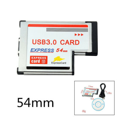 For Laptop NEC Chip 54mm Slot Express Card Expresscard to 2 Port USB 3.0 Adapter