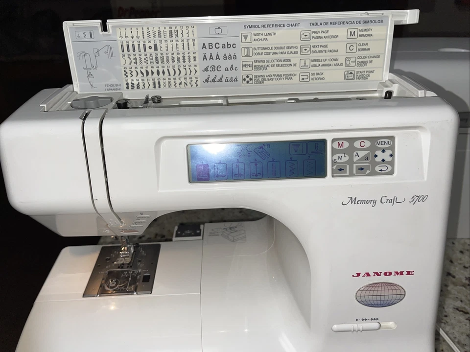 Janome Memory Craft 5700 Sewing Machine Working Tested W/ Power Cord, Pedal &Lid - Image 4 of 4