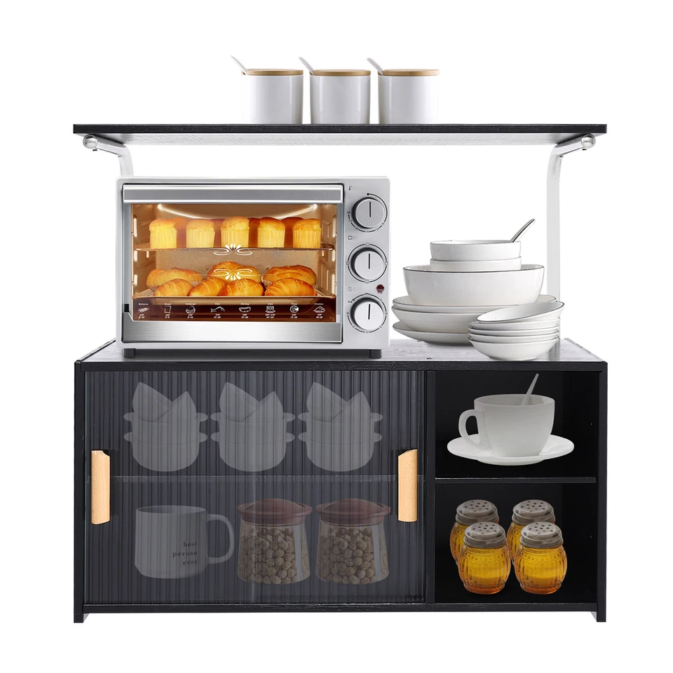 Prateleiras ajustáveis com porta 26,4" de altura aparador de fazenda armário de armazenamento buffet - Imagem 3 de 4