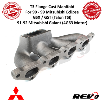 REV9 T3 Flange Cast Iron Turbo Manifold For Mitsubishi Eclipse GSX
