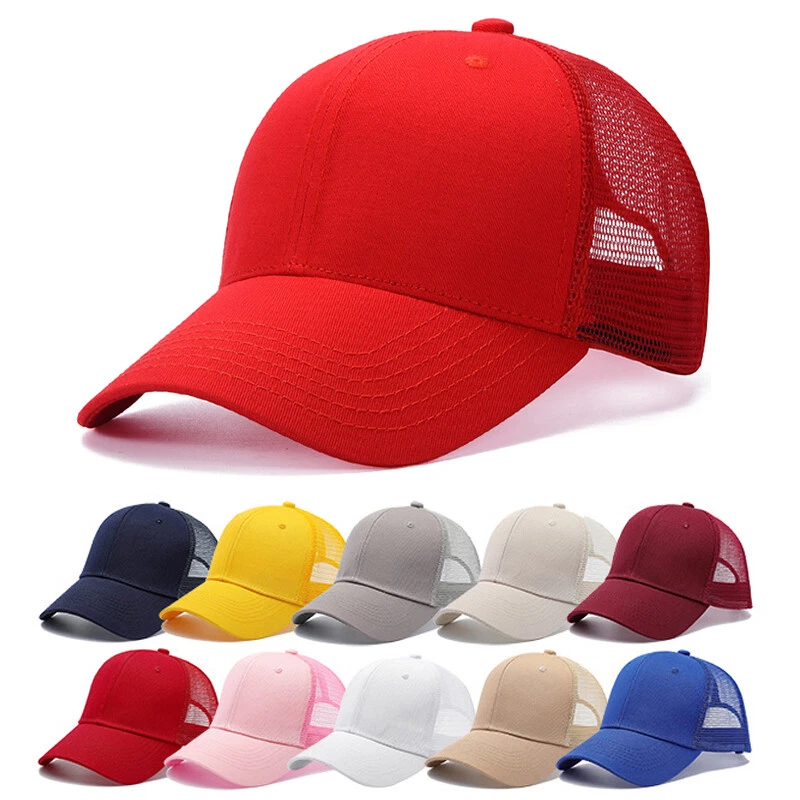 Plain Trucker Hat Mesh Back Snapback Baseball Cap Solid Visor Blank Hats Caps