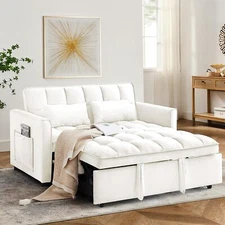 Sofa Bed Couch Sleeper Convertible Pull-Out Bed Couch With Side Pockets