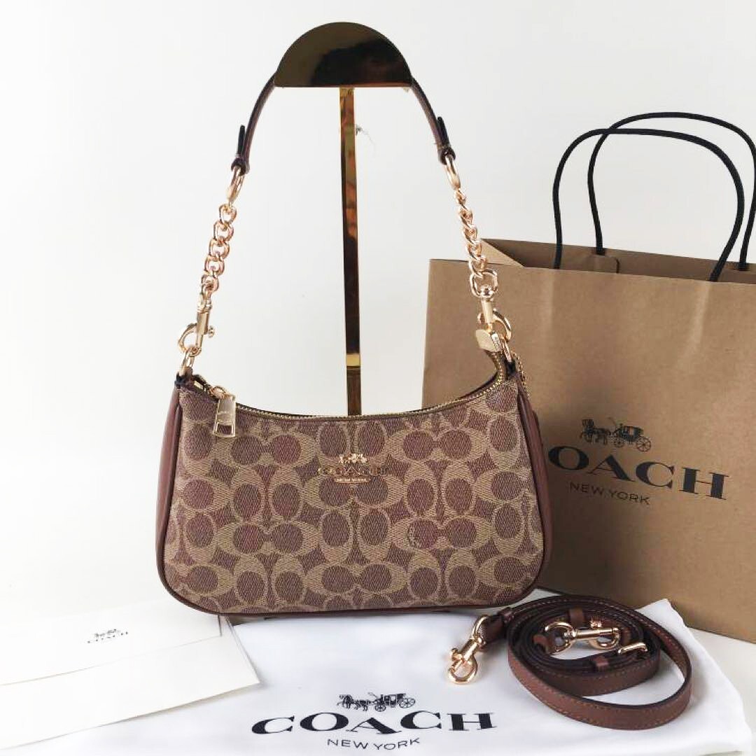 COACH Teri 2Way Shoulder Bag Signature Canvas Brown