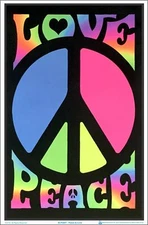 Peace & Love Retro Blacklight Poster 23 x 35