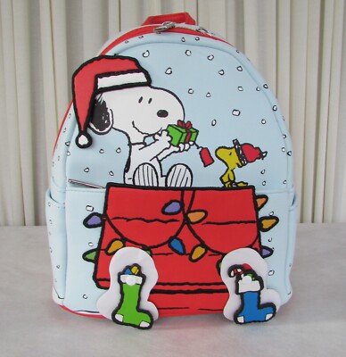 Loungefly Peanuts Snoopy Mini Backpack Christmas Woodstock  display picture 3