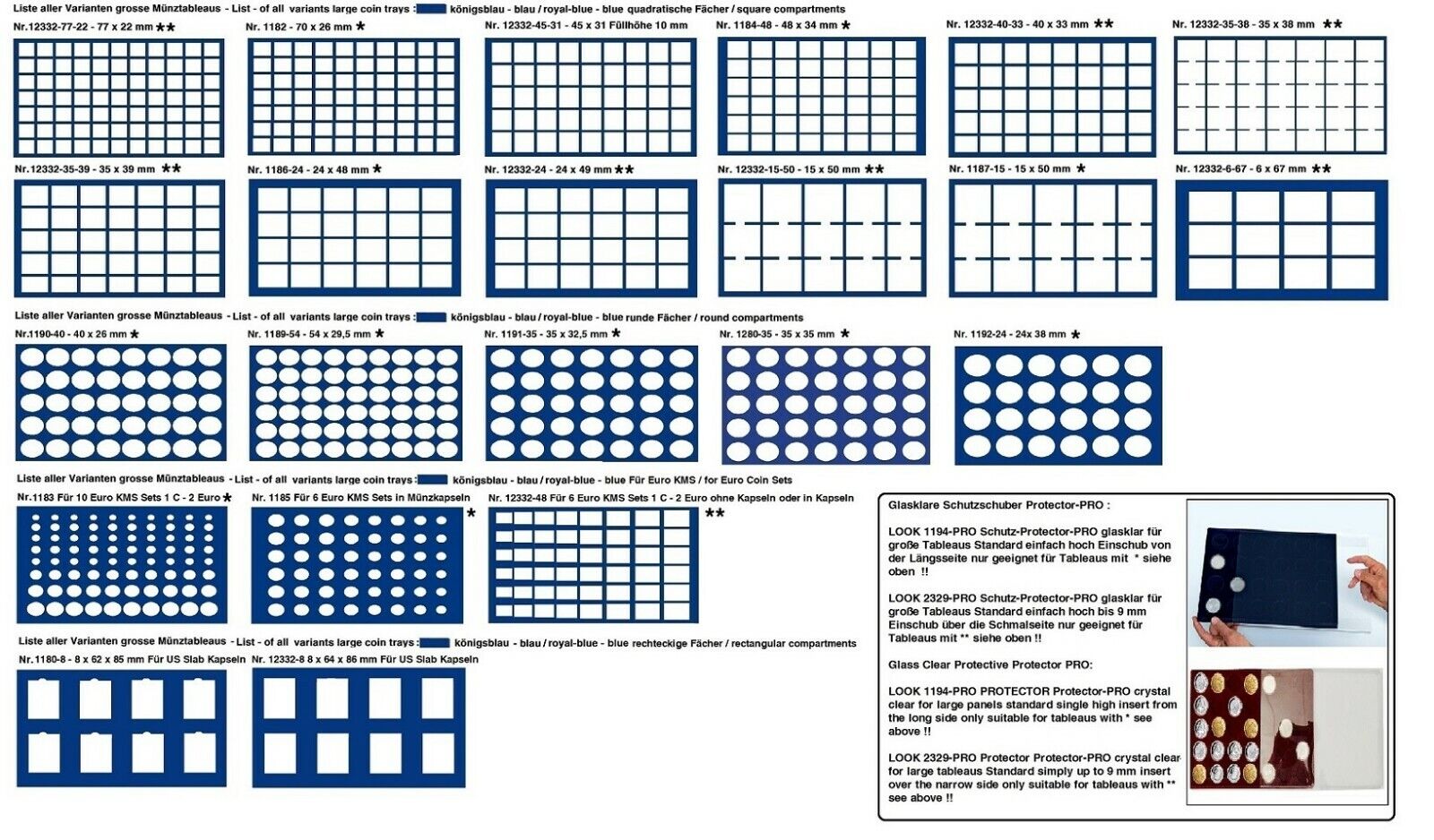 Look 1273-12332-35 ALU Münzkoffer GIGANT 15 blauen Tableaus Für 525 Quadrum MINI Okazja