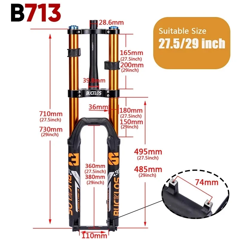 27.5/29in MTB Bike Fork Boost 15*110mm Downhill Bike Front Suspension Air Fork - Image 4 of 4