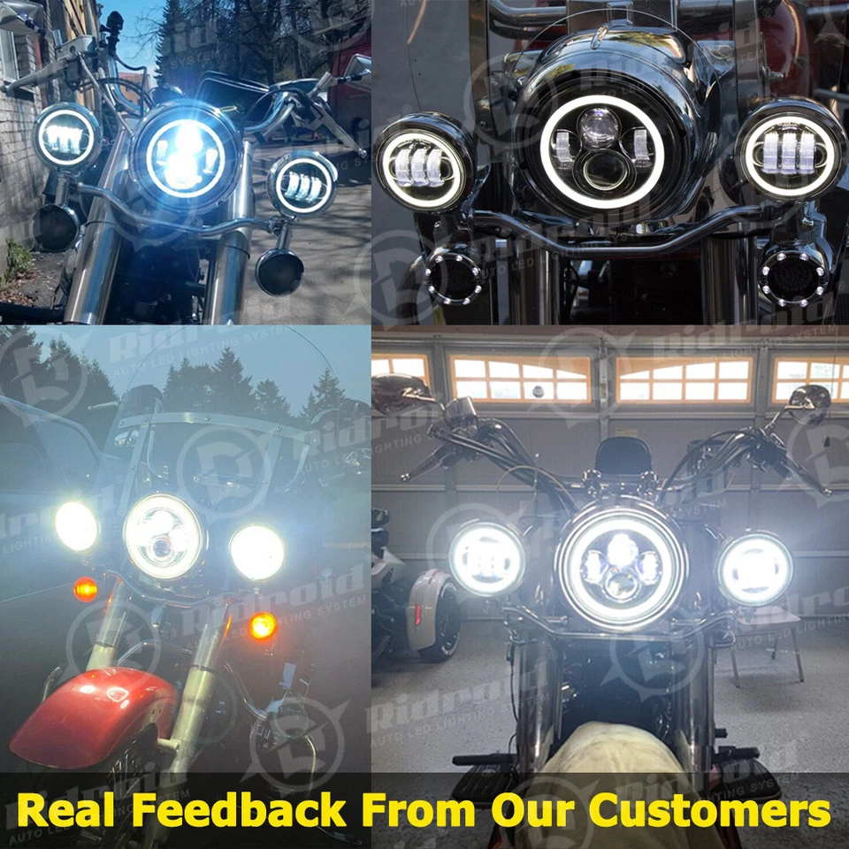 Faro LED halo cromado de 7" + luz antiniebla de 4,5" + anillo para Honda Shadow Sabre 110 Foto 2 de 4