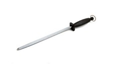 Sharpening Steel with Black Handle 12 inch Round Butcher Chef Kitchen 