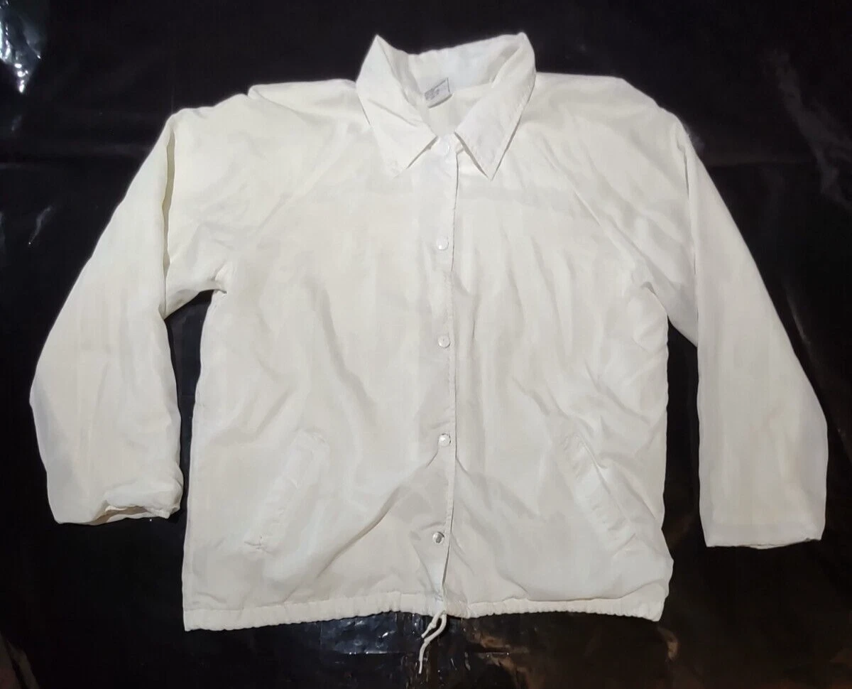 Windbreaker Jacket: by Sears; Size large, 46 chest white cotton Lined Button Up,