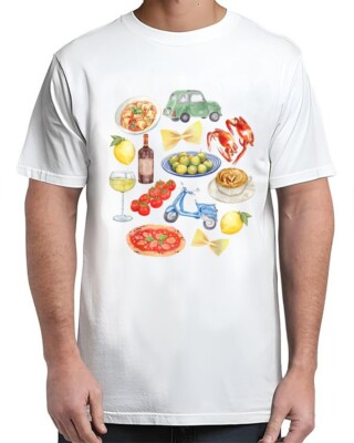 Italy Aesthetic Watercolor Vibes Graphic Vintage Adult S-4XL T-Shirt