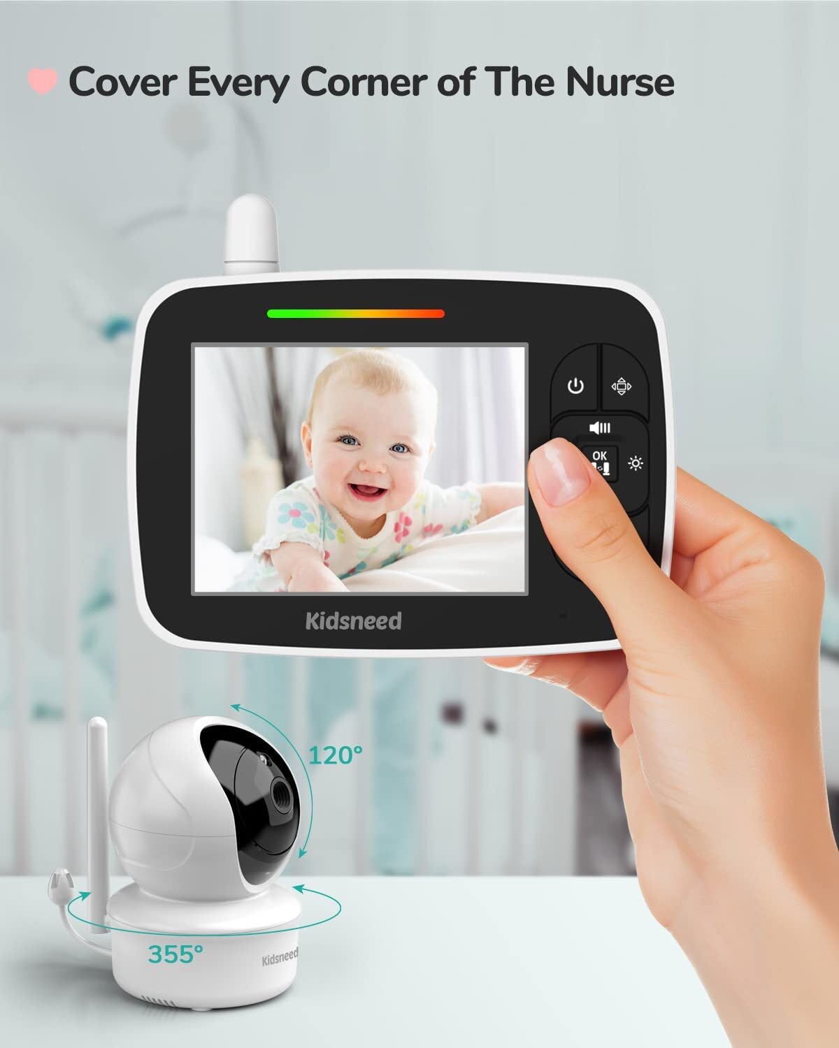Baby Monitor 3.5 Inch Video Baby Monitor with Remote Control Pan