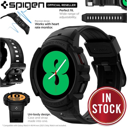 For Samsung Galaxy Watch 4 44mm 40mm Case SPIGEN Rugged Armor Pro Band  Cover | eBay