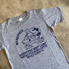 1980s VINTAGE 80s SNOOPY x U.S. NAVY T-SHIRT SZ S PEANUTS CHARLIE BROWN 70s