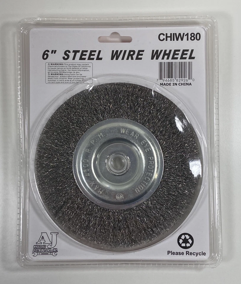 STEEL WIRE 6” WHEEL FOR BENCH GRINDER 1/2" BORE 4500 RPM - Image 2 of 2