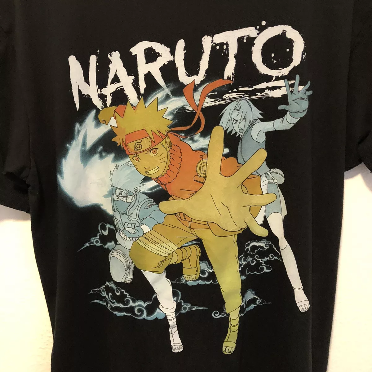 Vintage Naruto Shippuden Y2K Anime Graphic Tee T-Shirt Black Size L