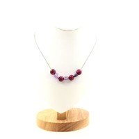 Steine Und MinéRaux. Halskette 7 Perlen Amethyst Du Brazilien + Tigerauge Fuchs