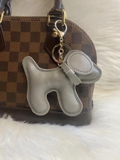Dog Bag Charm Keychain Purse charm Plush Gray New