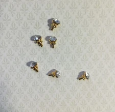 Dollhouse Miniature Tiny Crystal Gold Door Knobs or Drawer Pulls  x6 1:12 Scale