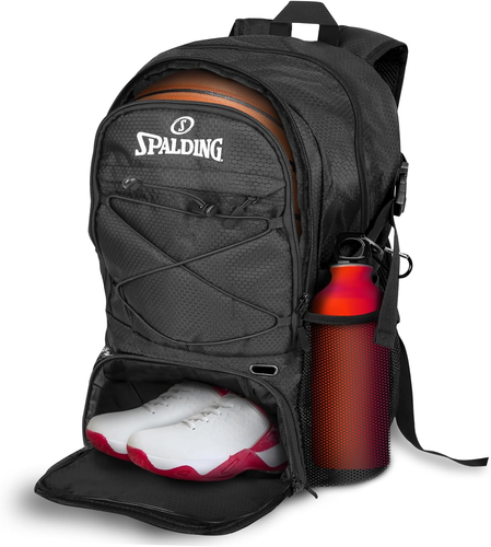 Spalding Zaino Basket Borsa Sportiva, Zaino Nero con Palla e Scarpa Compa - Foto 11 di 12