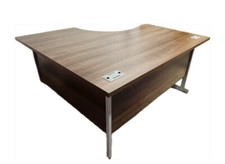Image of Brown Oak Desk with a curve