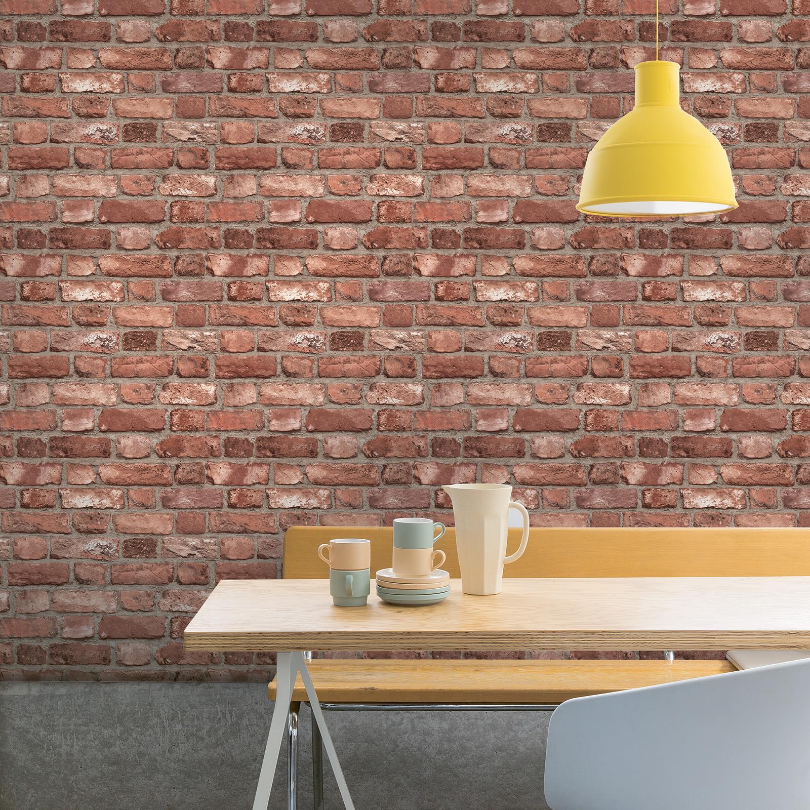 Brick Wall Vinyl Wallpaper Realistic 3D Effect Textured Grandeco A28901