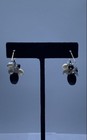 14K Yellow Gold Onyx & Freshwater Pearl Cluster Dangle Earrings Stamped 999 6.1g — photo 3