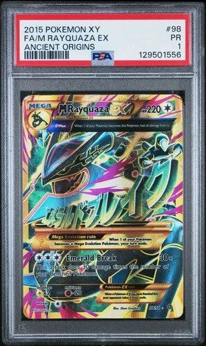 2015 POKEMON XY ANCIENT ORIGINS #98 FULL ART/M RAYQUAZA EX PSA 1