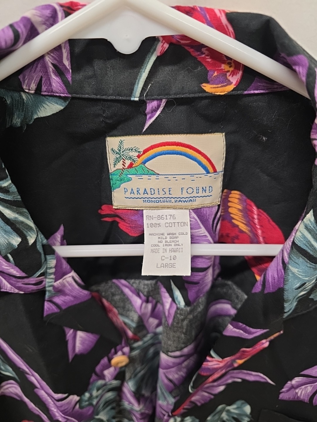 Paradise Found Men's L Hawaiian Shirt Short Sleeve Button Up Shirt