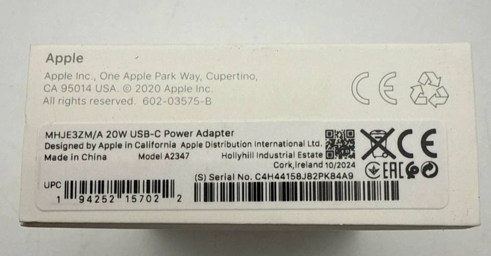 Adaptador de corriente USB-C de 20 W enchufe de la UE cargador rápido para iPhone iPad Apple Watch Foto 4 de 4