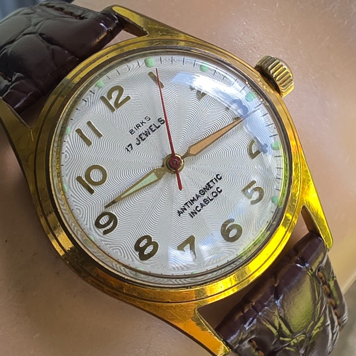 Vintage Birks men's automatic watch Felsa 690 Bidynator Guilloché