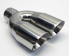 Exhaust Tip 3.00 Inlet Dual 4.00 X 12.00 Long Round Double Wall Stainless Wesd