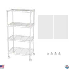 4 Small Adjustable Metal Shelves with Wheels - Storage Unit for Kitchen &