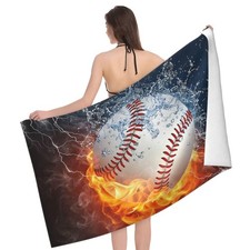 Baseball Outdoor Sports Theme Beach Towel, Microfiber Quick Dry Super Absorbe...