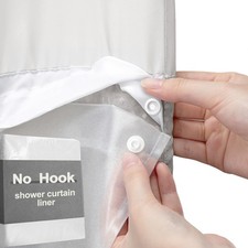 No Hook Shower Curtain Snap-in PEVA Replacement Liner 71" W x 55" L