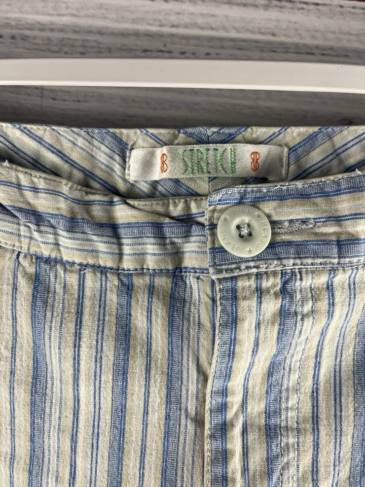 Pantalones capri Bill Blass para mujer talla 14 rayas azules algodón elástico Foto 3 de 4