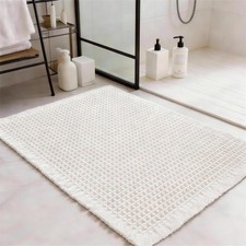 ZVFFDG Waffle Bathroom Rugs, Large Non Slip Absorbent 24"x36", Cream White
