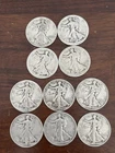 Lot of 10 Walking Liberty Half Dollars –  1944 1945 1946- 4 Worn No Visible Year