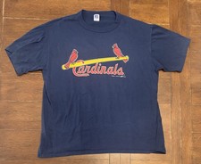 1992 Mens XL Russell Athletic St Louis Cardinals Navy Blue Single Stitch T Shirt