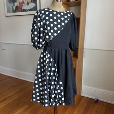 Vintage Square Dance Dress Co Black And White Polka Dot Dancing Dress As Is 80s