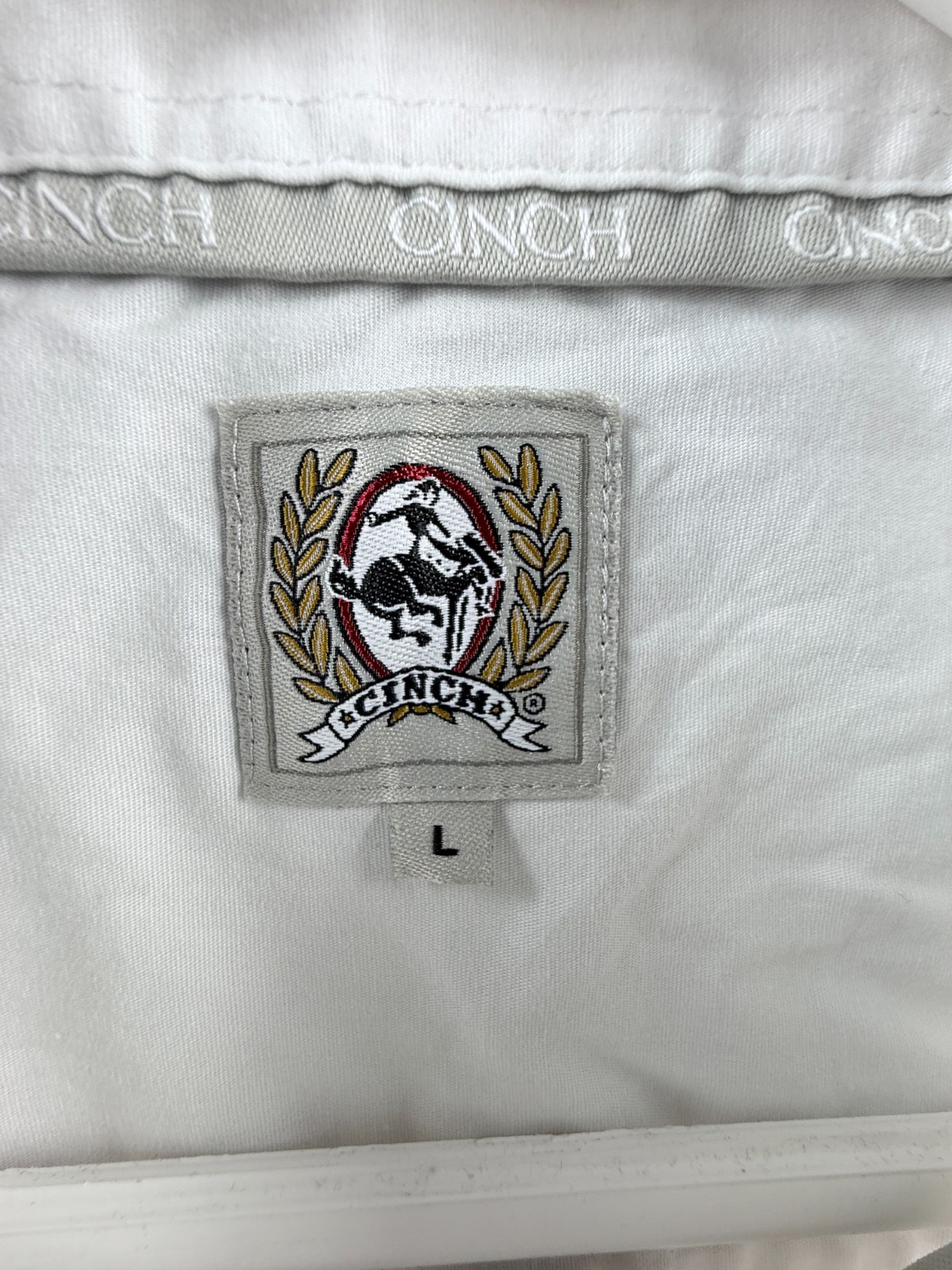 Cinch Large Cotton Button-Down White Solid Cowboy… - image 3