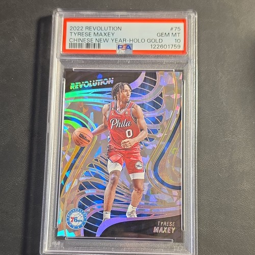 Panini Tyrese Maxey 76ers 2022-23 Revolution #75 CNY Holo Gold /8 PSA 10 Pop 1!